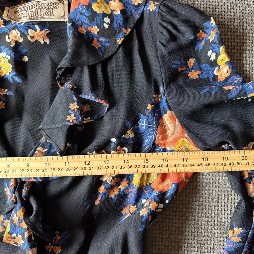 70s Floral Ruffle Top Sundays Child California S Boho Hippie Peplum Vintage - Picture 10 of 13